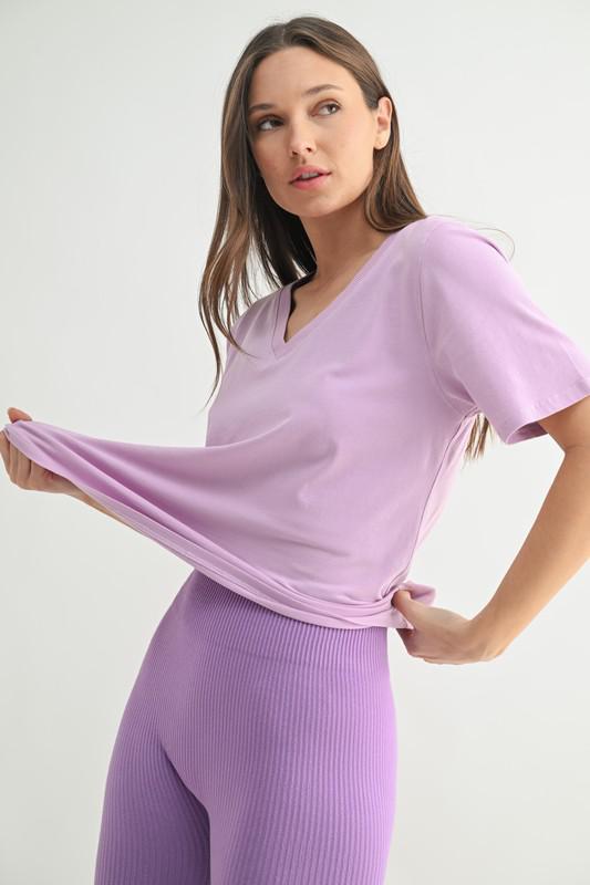 V-Neck Tee- Orchid Bloom