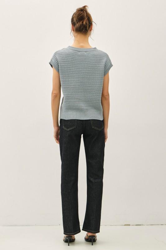 Textured Knit Cap Sleeve Sweater