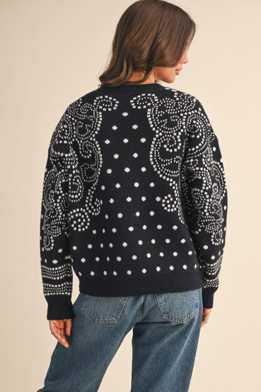 Dot Art Damask Sweater Cardigan