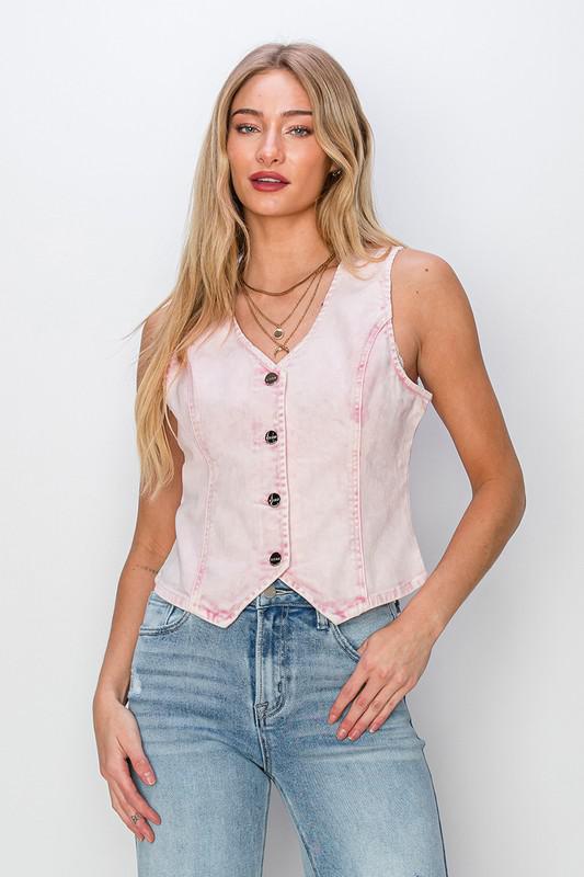 Risen Denim Vest Acid pink