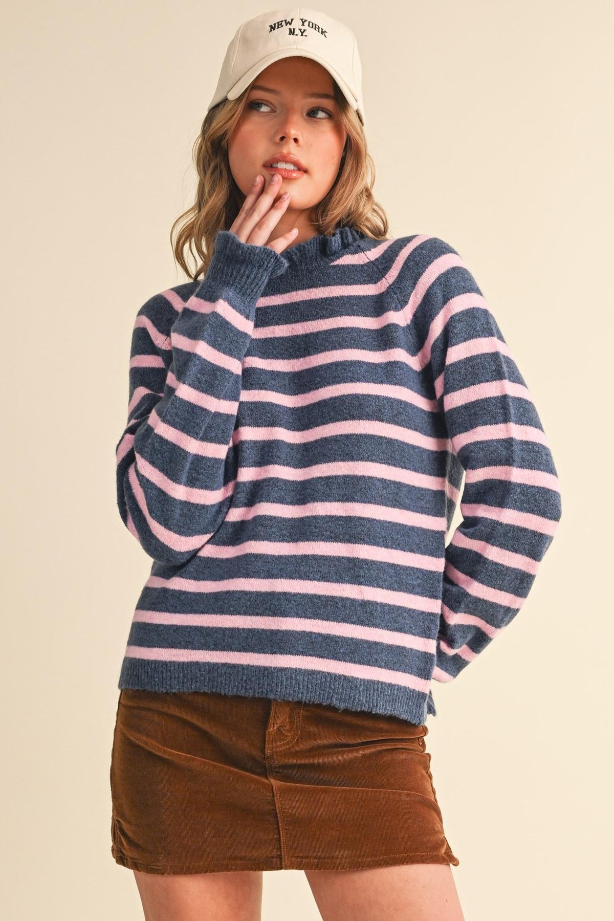 Ruffled Striped Sweater