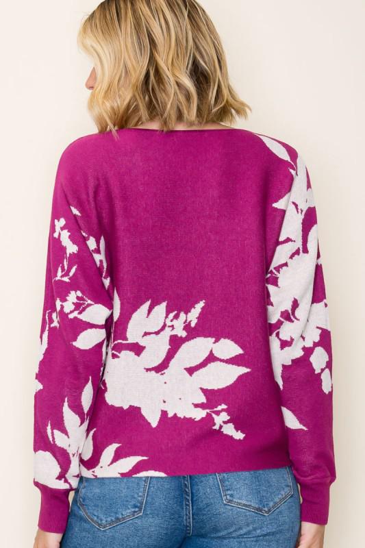 Magenta Floral Sweater