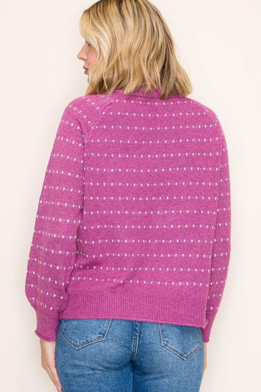 Dotted Stripe Magenta Sweater