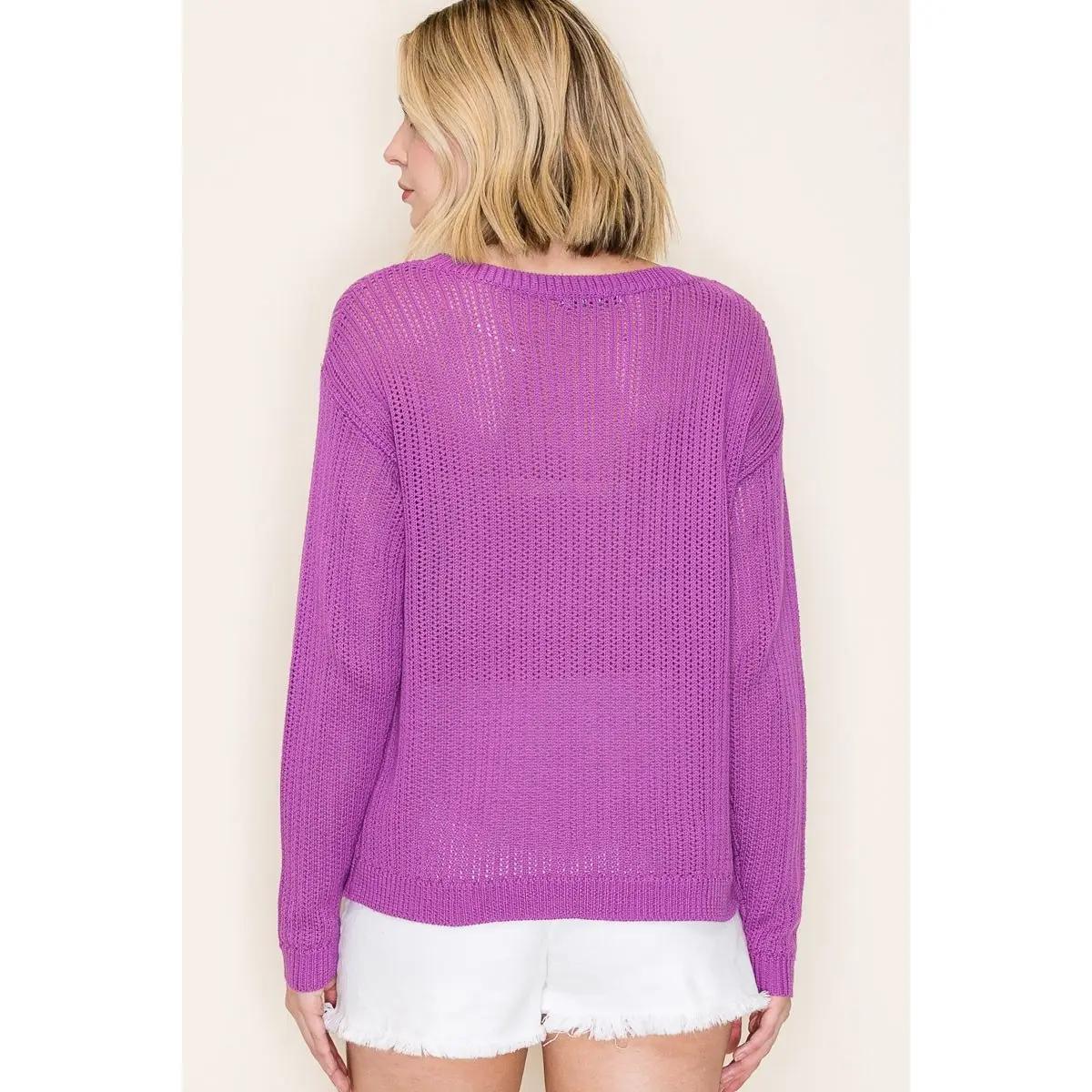 Solid Pointelle Sweater