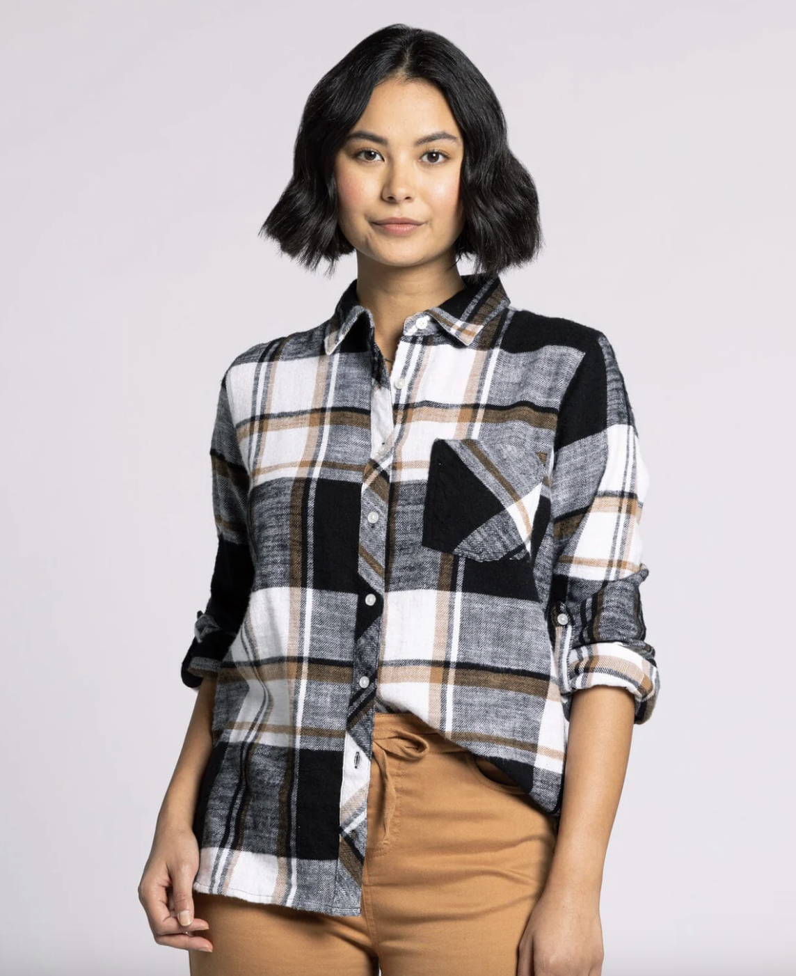 Kacey Shirt - Black Brown Plaid