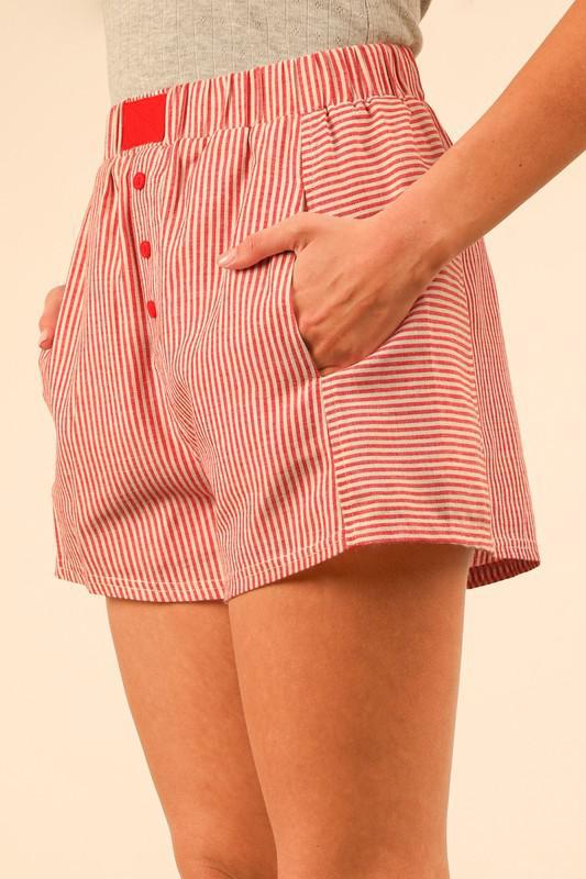 Striped Shorts-Red