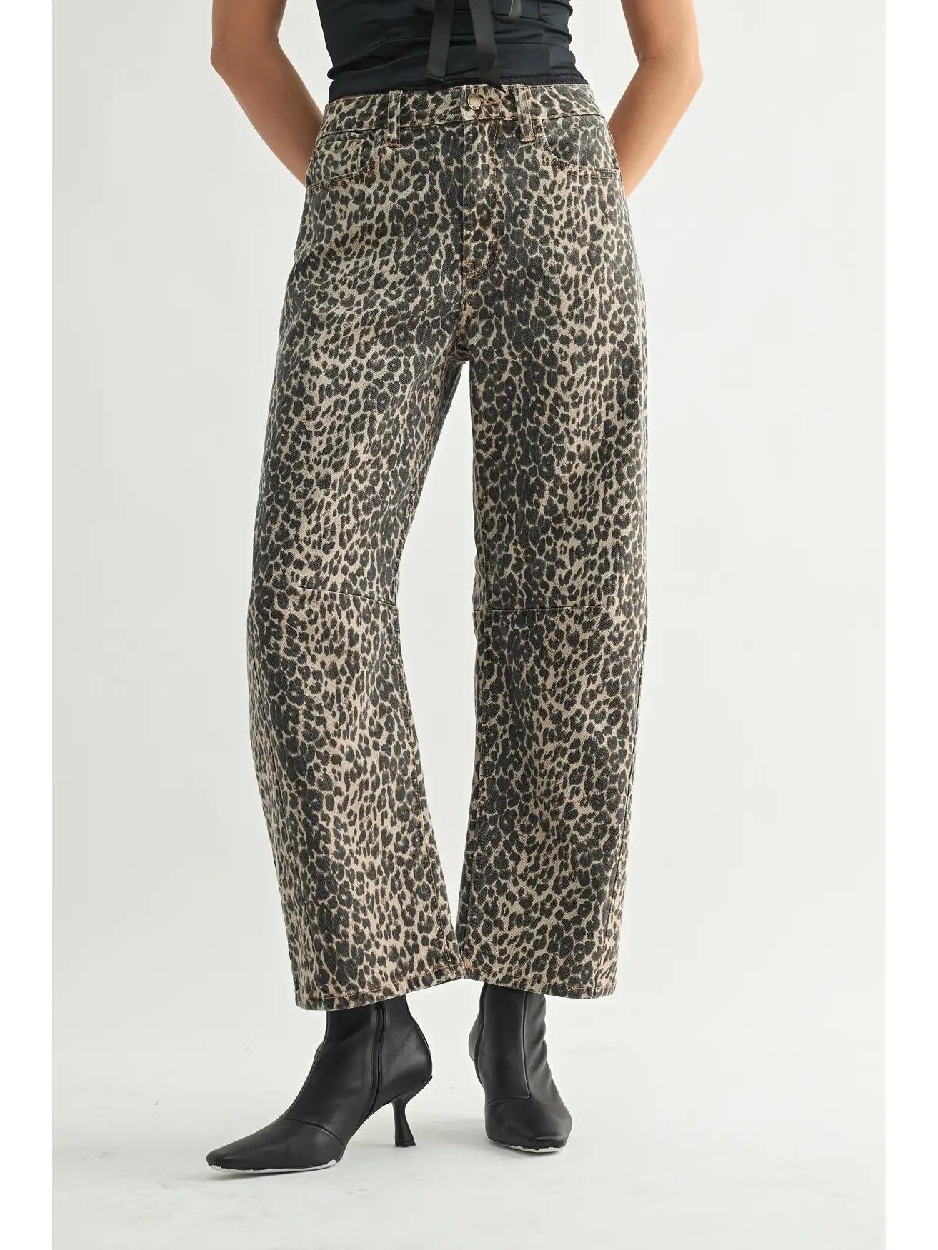 JBD Leopard Barrel Jean