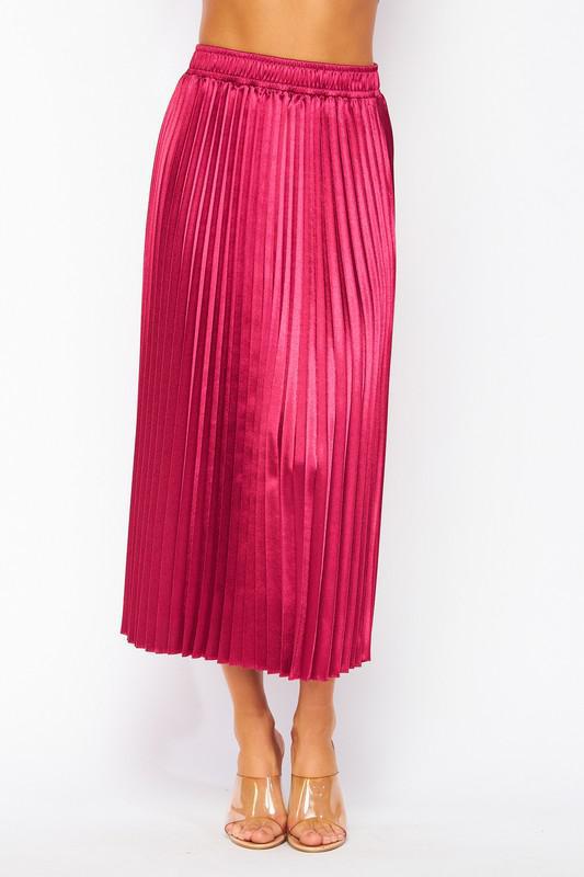 Satin Pleated Maxi Skirt