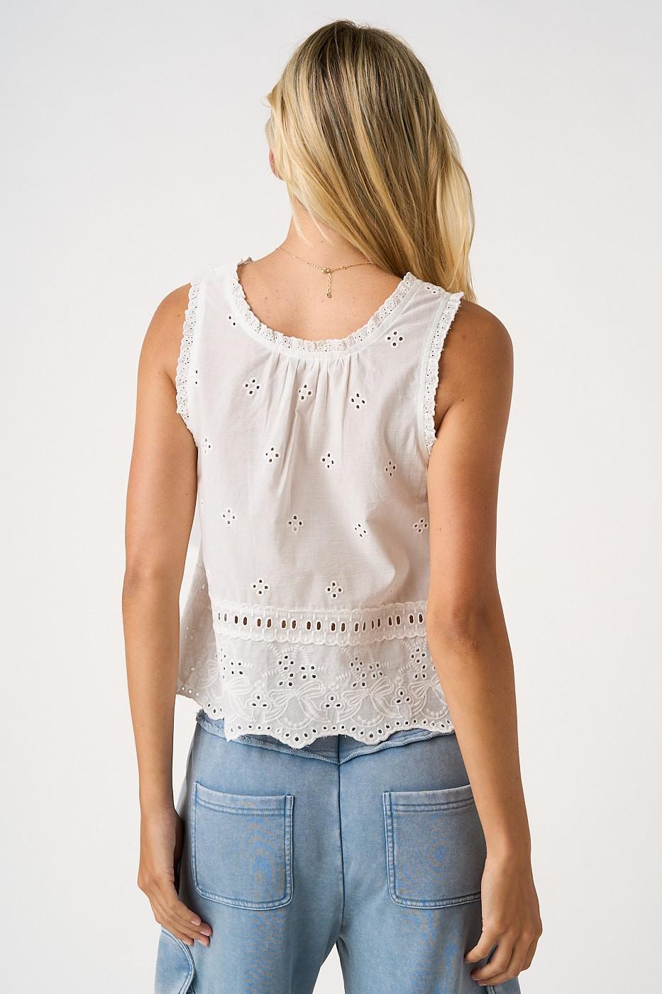 Embroidered Eyelet Top