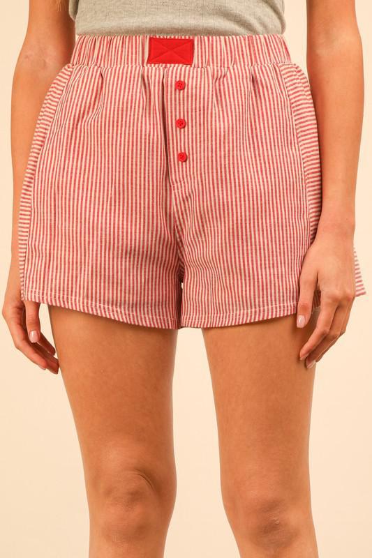 Striped Shorts-Red