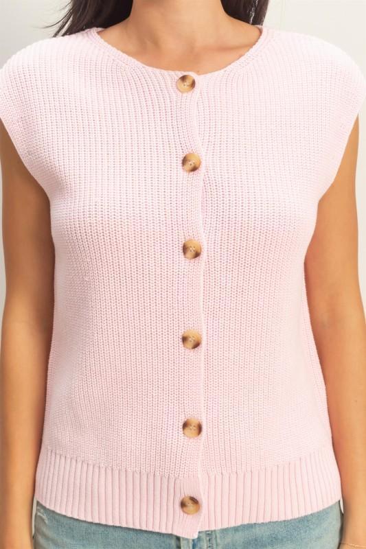 Sleeveless Button-up Ribbed Vest