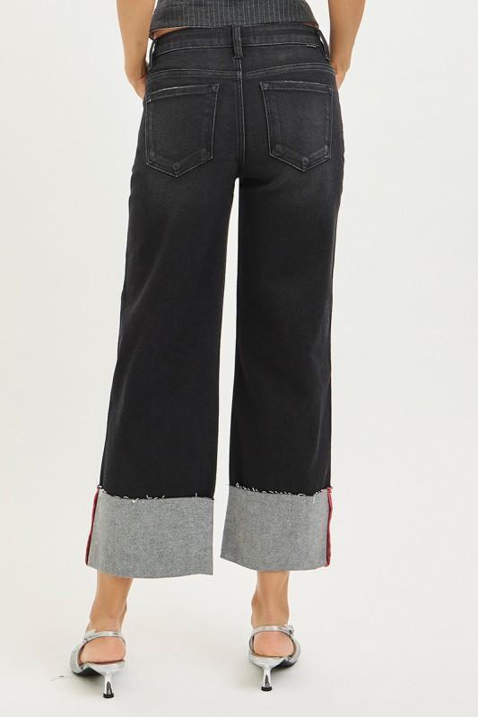 Risen Black Wide Cuff Denim