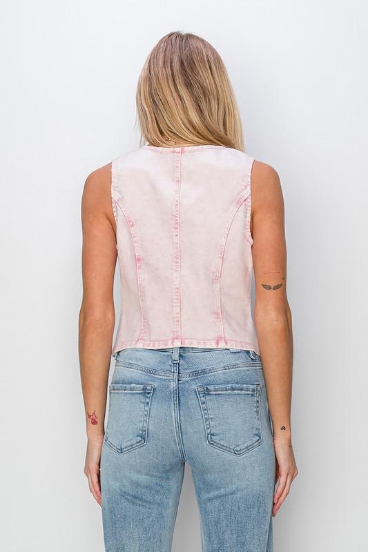 Risen Denim Vest Acid pink
