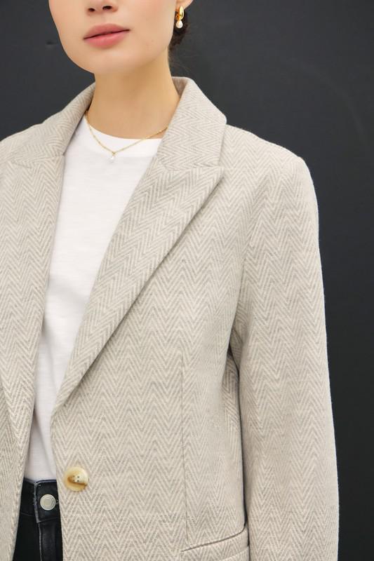 Light Chevron Pattern Double Button Coat