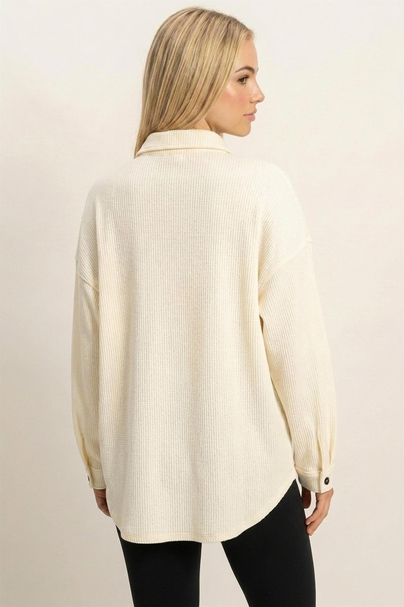 Waffle Knit Button-up Shacket