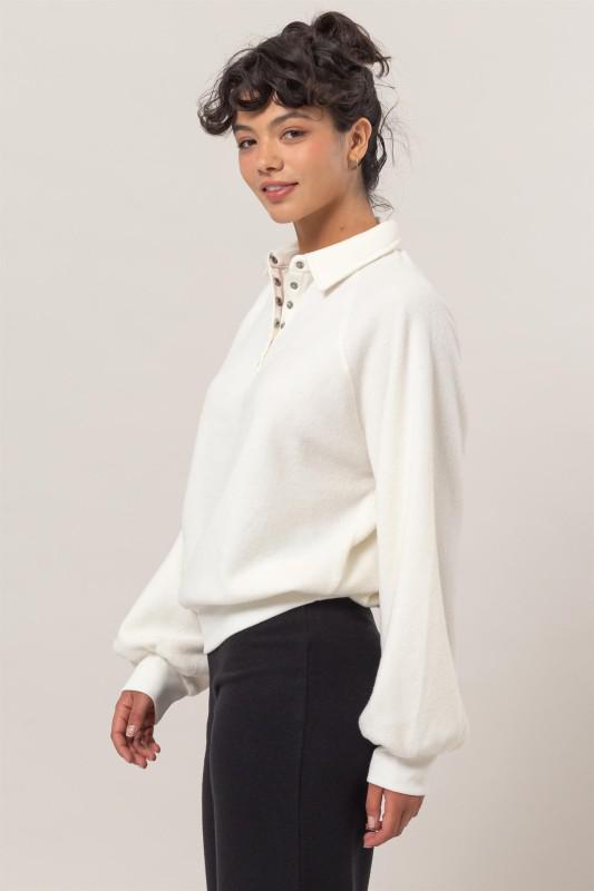 Collared Half-button Sweatshirt