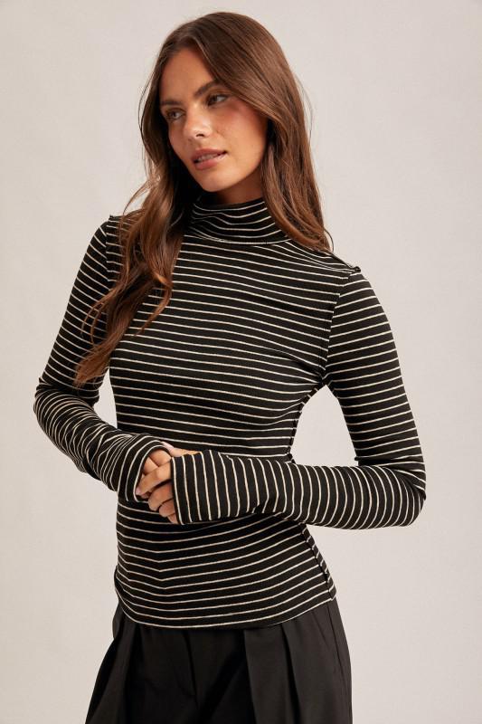 Stripe Turtle Neck Long Sleeve