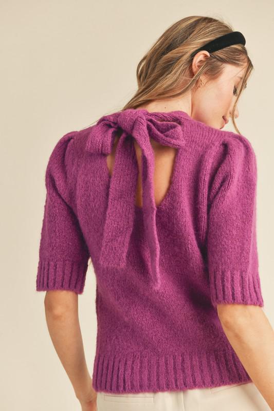 Mock Neck Tie-back Sweater