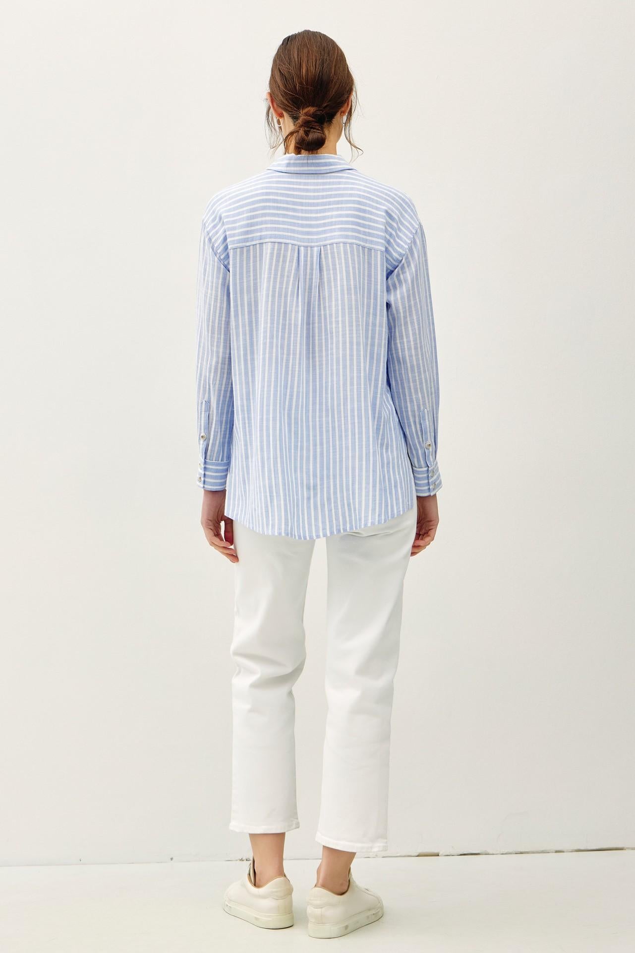 Chambray Striped Button Up