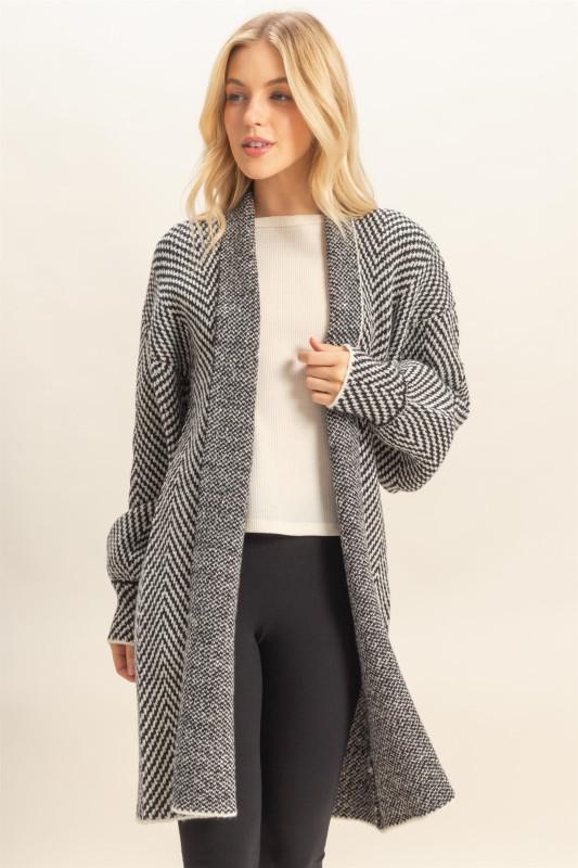 Herringbone Sweater Cardigan