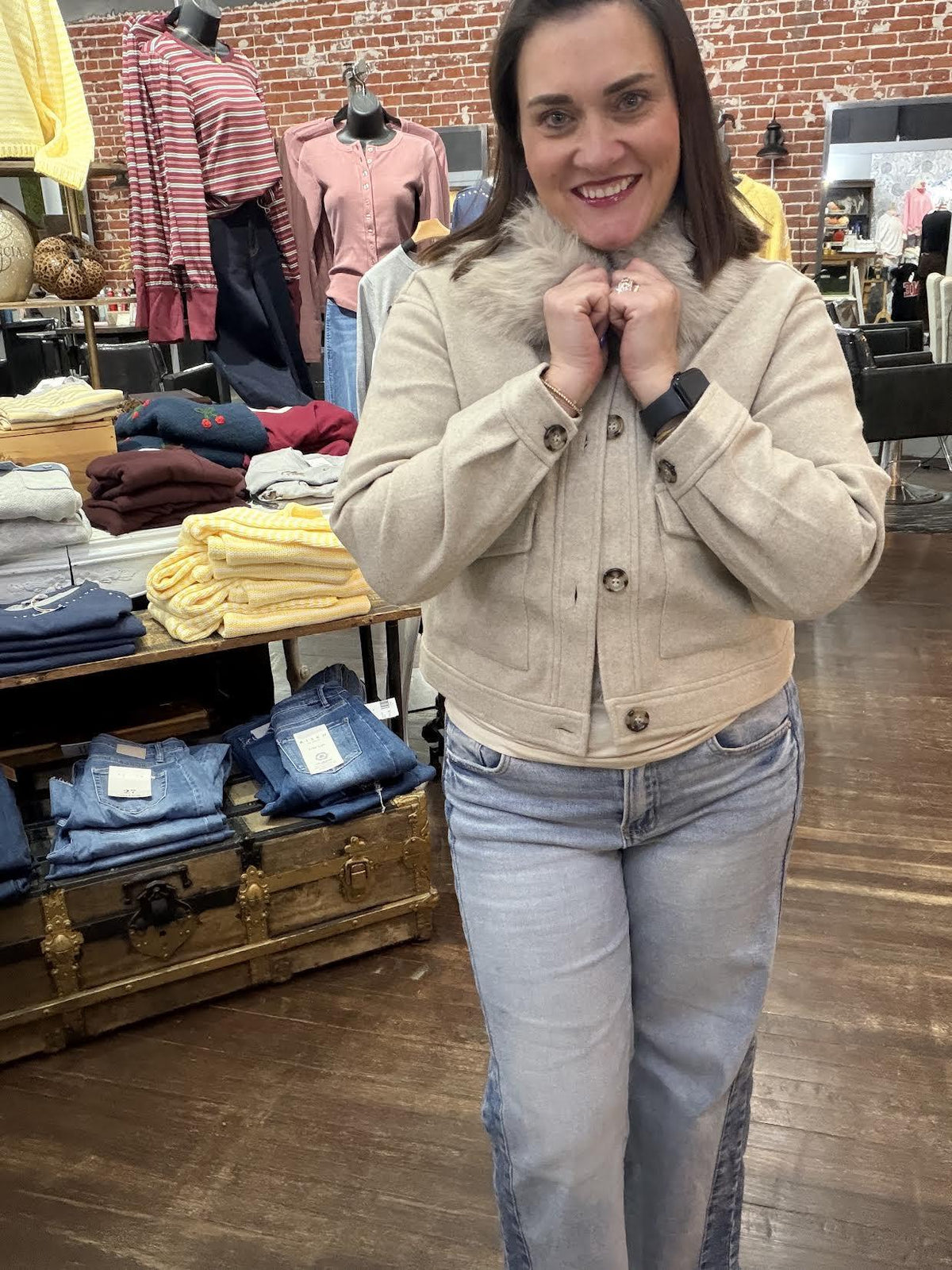 Fluffy Collared Jacket