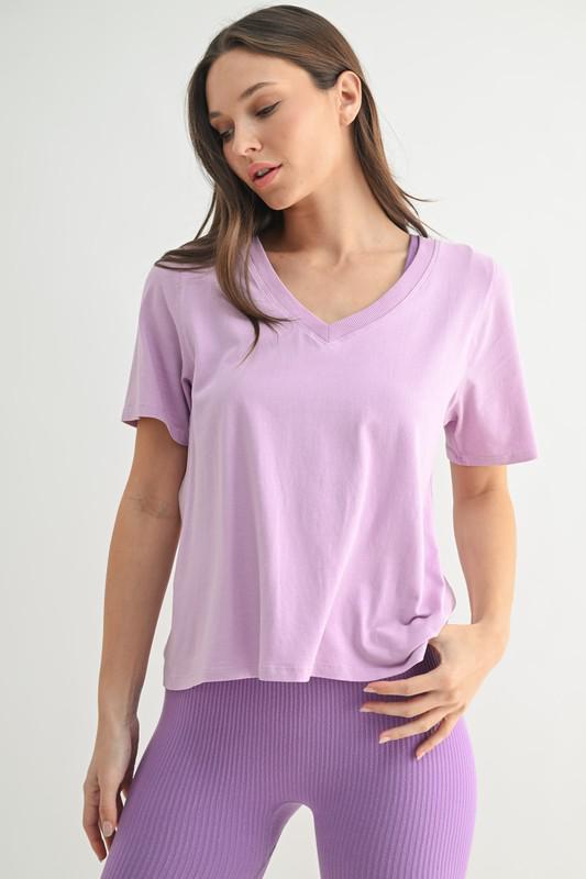 V-Neck Tee- Orchid Bloom