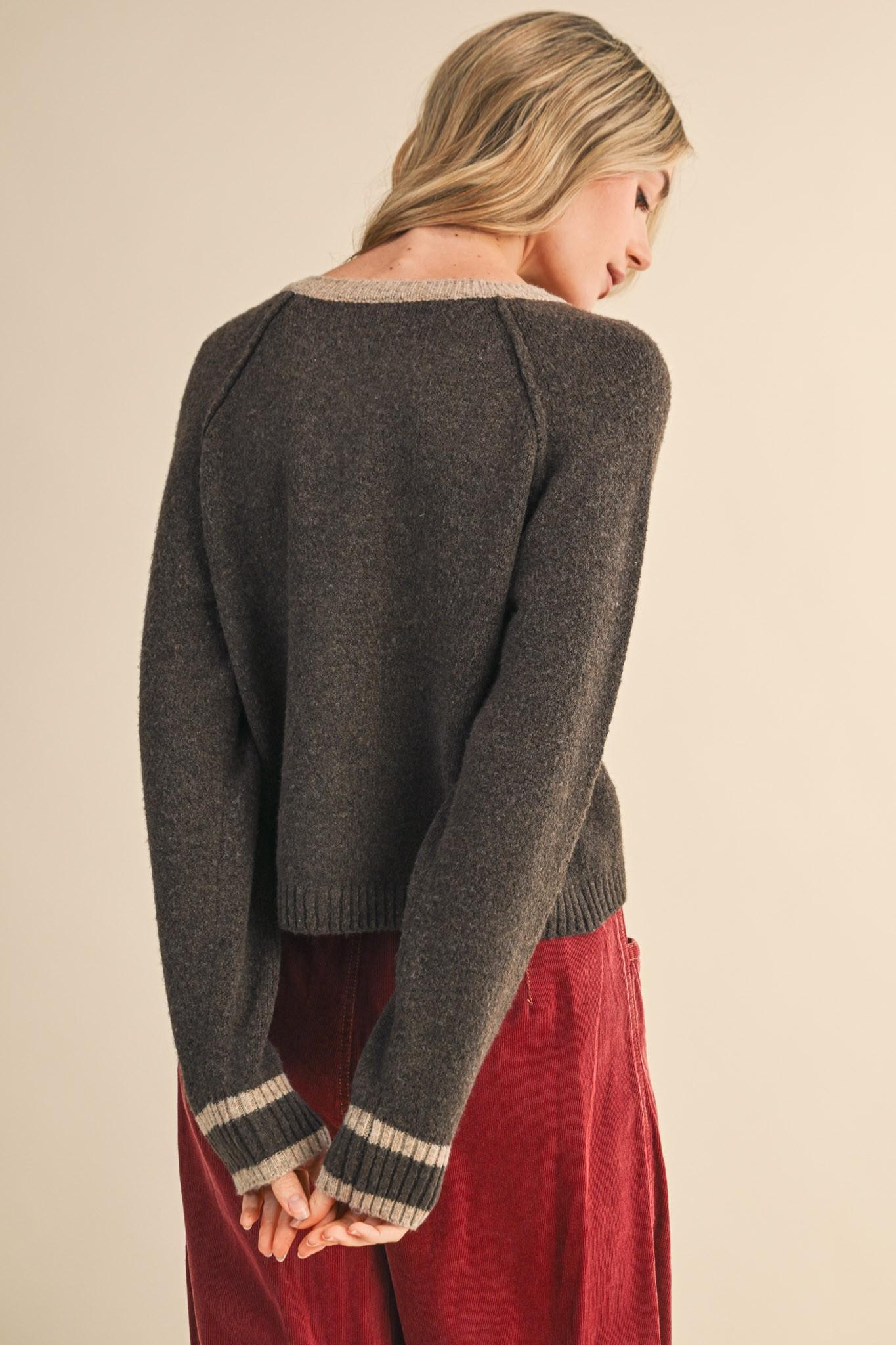Two Tone Sweater Cardigan