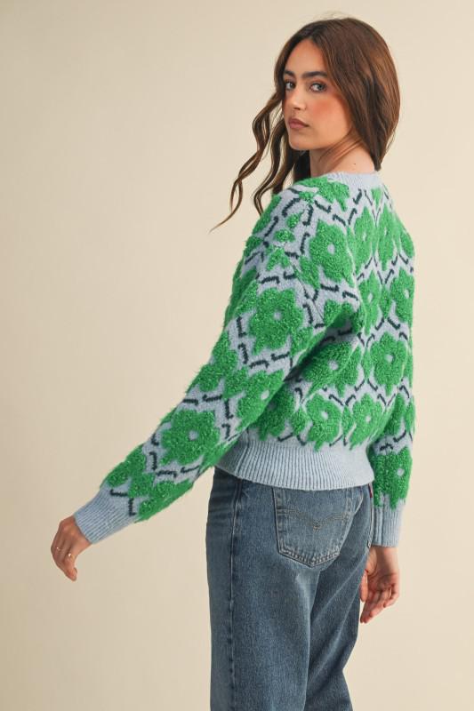 Fuzzy Floral Sweater