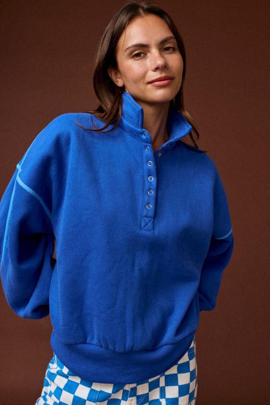 Alexa Contrast pullover- Cobalt