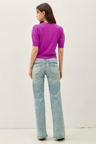 Pointelle Puff Sleeve Cardigan