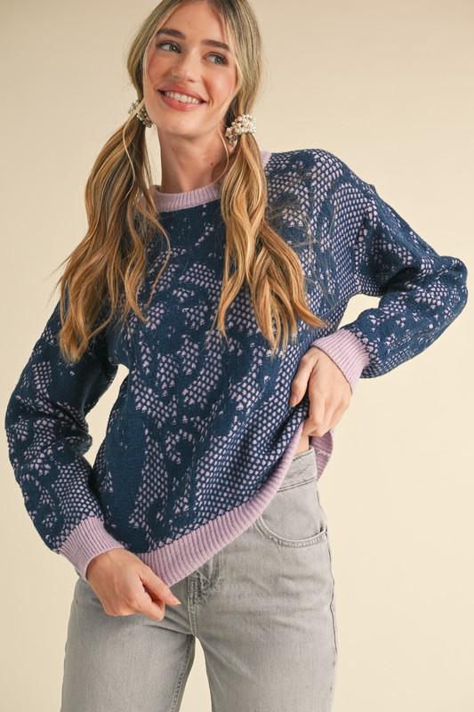 Lace Knit Pattern Sweater