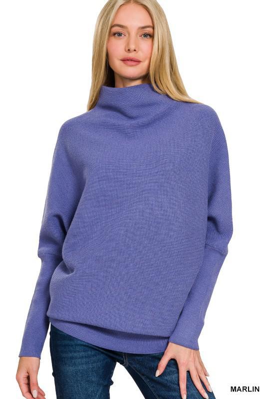 Viscose Dolman Sleeve Mock Neck Sweater