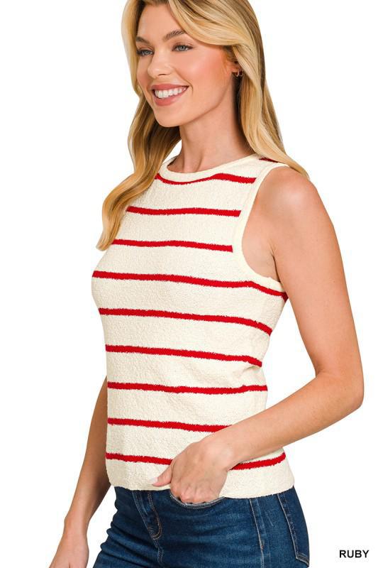 Red Stripe Sweater Tank