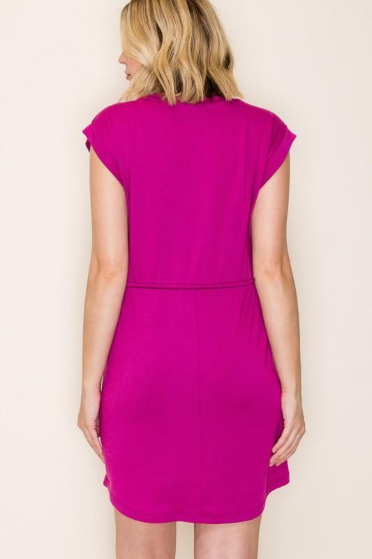 Drawstring Waist Terry Dress
