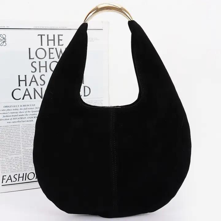 Faux Suede Leather Hobo Bag