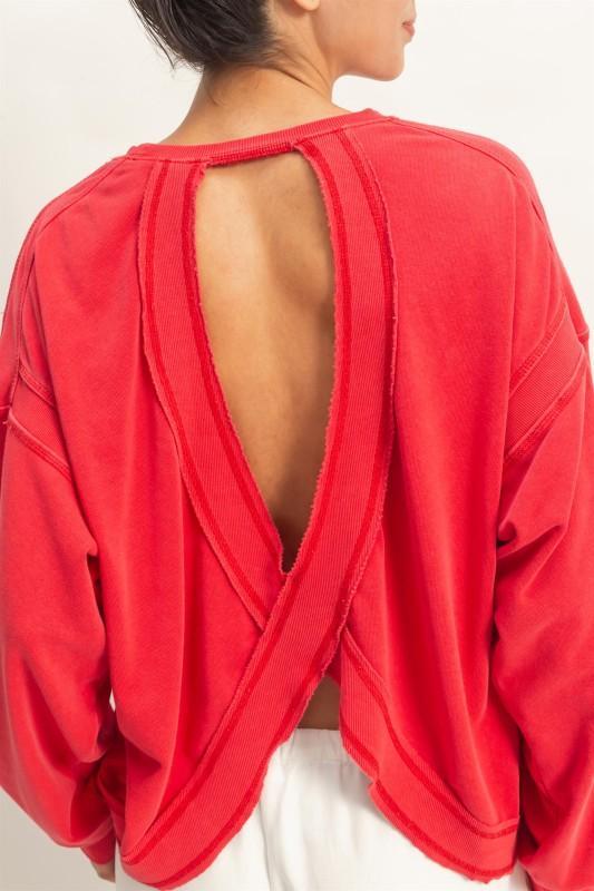Oversized Cross Detail Open Back Sweatshirt