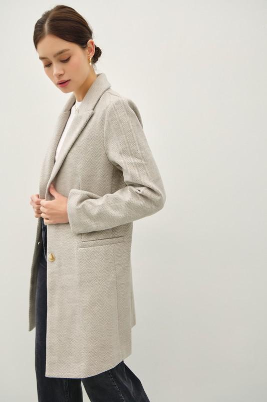 Light Chevron Pattern Double Button Coat
