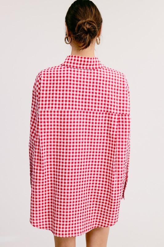 Oversized Gingham Button Down Shirt