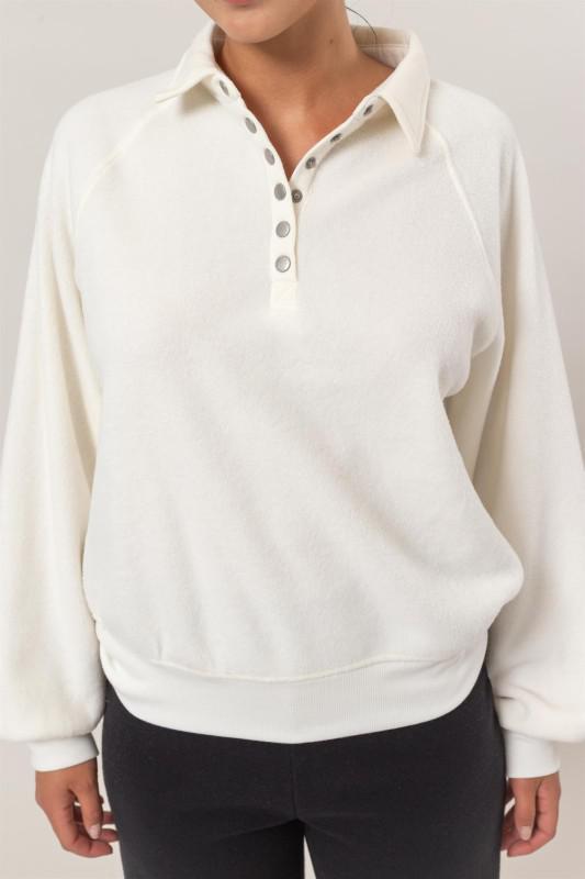 Collared Half-button Sweatshirt