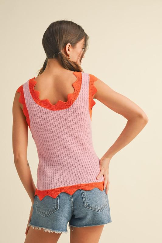 Scalloped Pointelle Sweater Tank