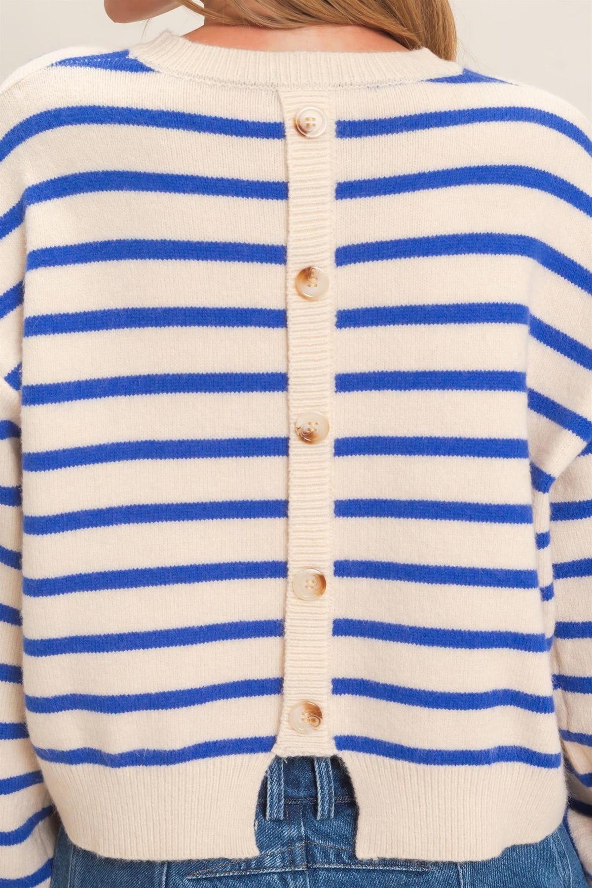 Striped Ribbed Crew Neck Sweater
