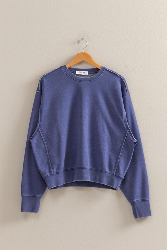 Crew Brushed Terry Sweatshirt- Dusty Indigo