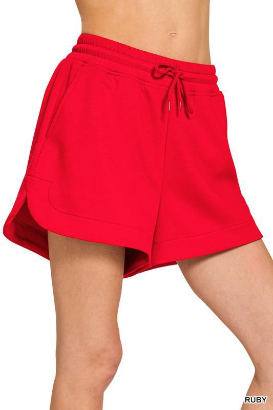 Scuba Elastic Waistband Shorts With Pocket
