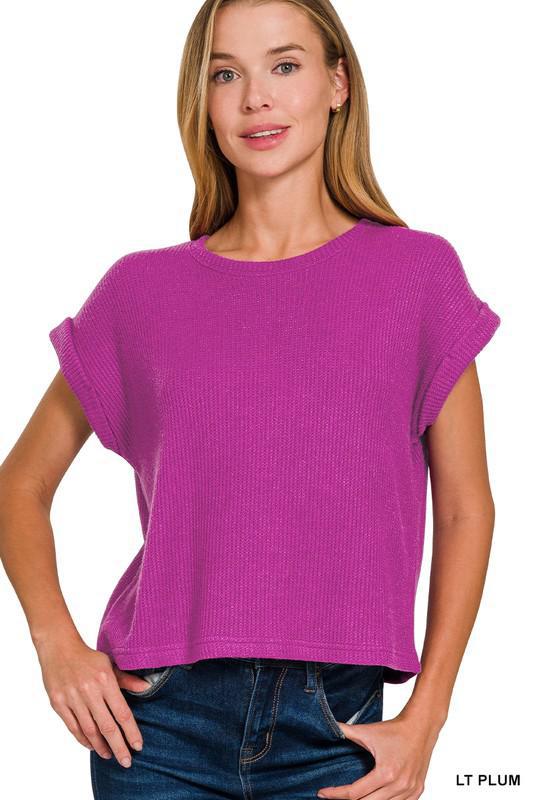 Plum Short Sleeve Sweater
