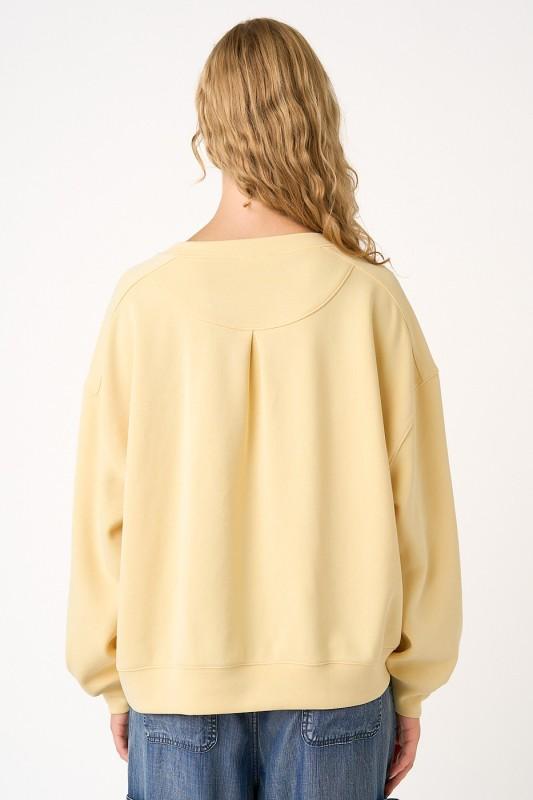 Cloud Knit Slit Detail Round Neck Sweatshirt