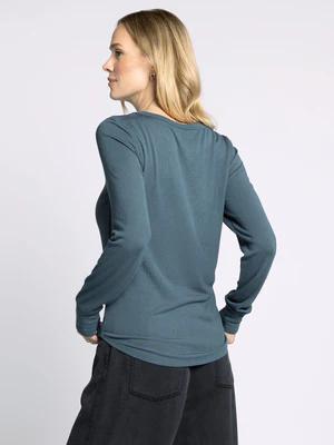 Stacy Long Sleeve- Dark Spruce, Off White Black Stripe