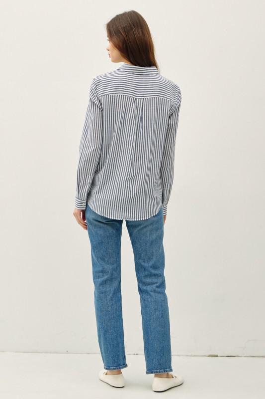 Striped Long Sleeve Collared Button Up Shirt