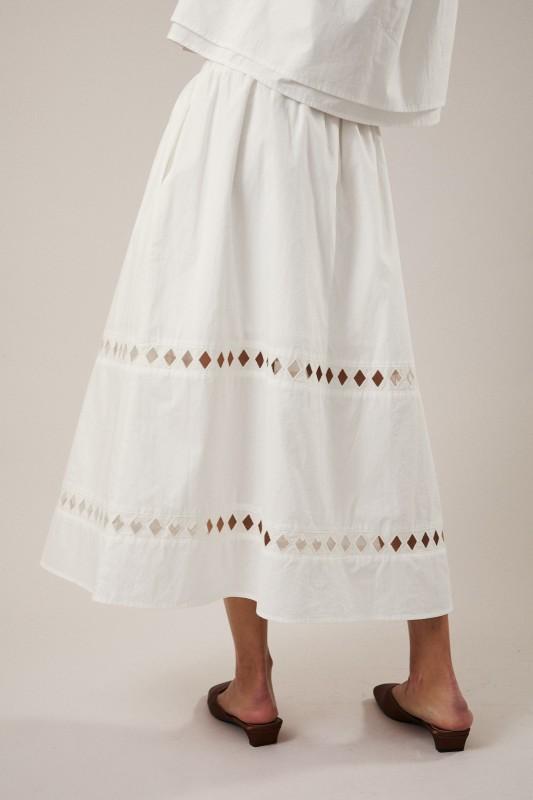 Cut Out Detailed Back Elastic Zipper Midi Skirt