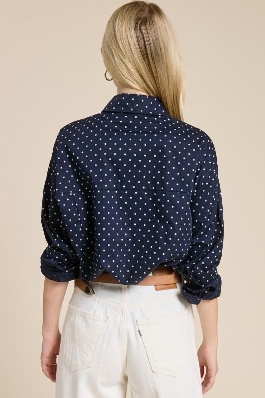Polka Dot Oversized Button Down Shirt