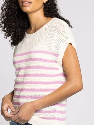 Elfie Sweater Top-Orchid/Ivory